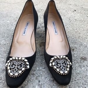 Manolo Blahnik black heels with embellishment